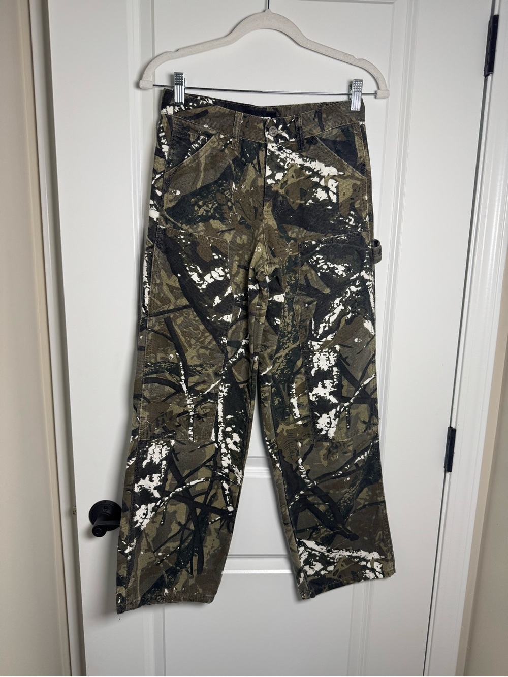 RSQ Kids Camouflage Cargo Pants with White Paint Splatter